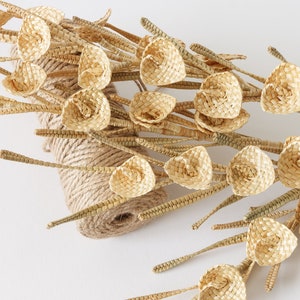 Flowers made of straw Woven flowers Flower bouquet Unique straw flowers Rustic wedding Gift