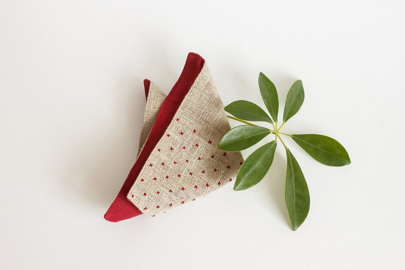 Pocket square with embroidery Burlap wedding accessories Country wedding Rustic accessory Christmas gift