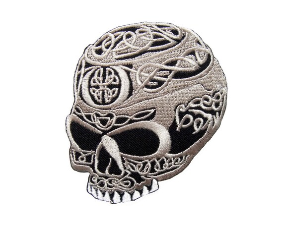 SKULL FIRE DAGGER PATCH 5 INCH BIKER PATCH