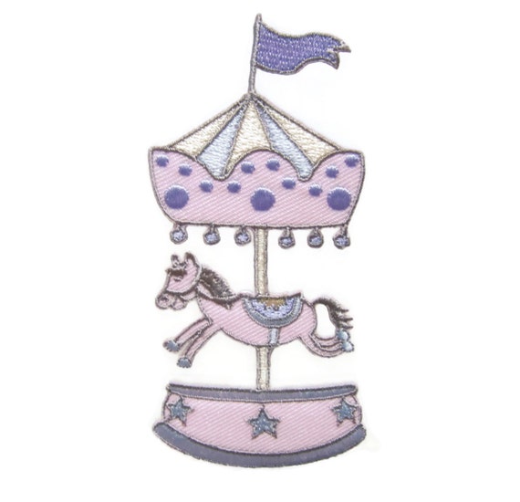 Amusement Park Merry-Go-Round Iron On Patch Roundabout Carousel
