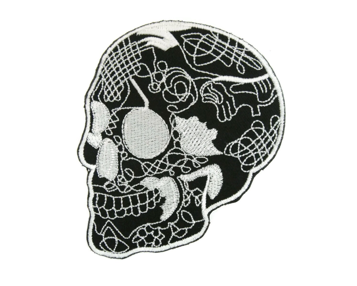 Skull Tattoo Biker Embroidered Applique Iron on Patch Etsy