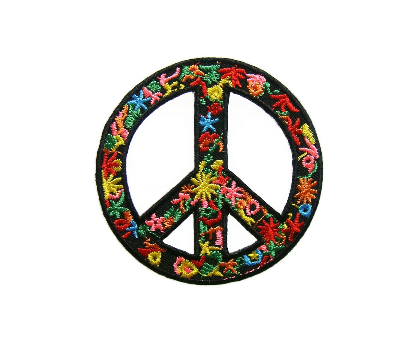 3/" Black Hippy Peace CND Sign Symbol embroidery patch