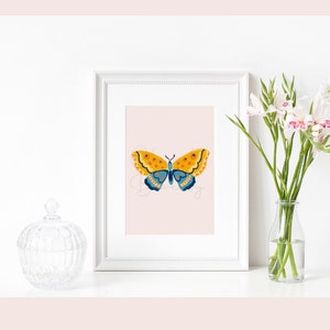 Cute Colorful Boho Butterfly Illustration, Printable Eclectic Wall Art and Decor