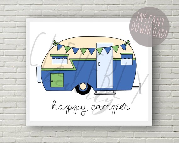 Happy Camper 8x10inch Printable Digital Download Camper | Etsy