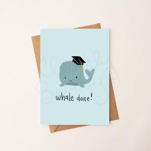 Carte de remise des diplômes imprimable numérique Whale Done, carte de félicitations vierge