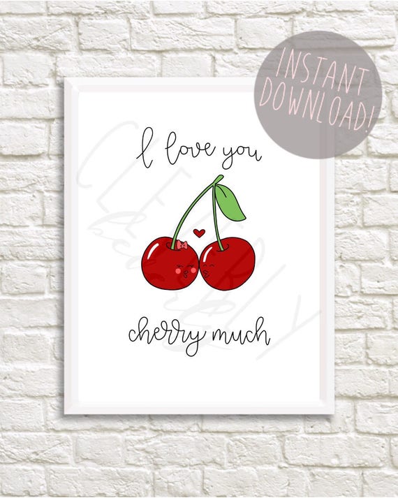 I Love You Cherry Much | 8x10inch Printable Digital Download I Love You Cherry Much | 8x10inch Printable Digital Download