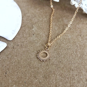 Sun necklace gold little sunshine pendent minimalist necklace gold filled