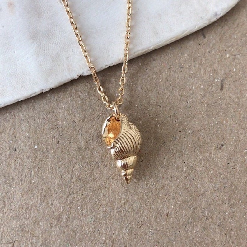 Seashell Necklace Pendant Gold Filled Dainty Minimalist Shell Etsy