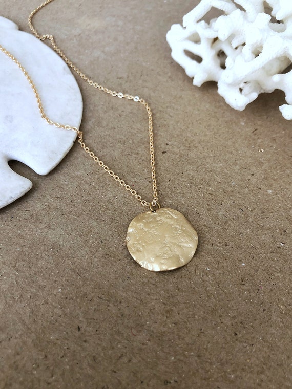 Gold Filled Medallion Necklace Round 