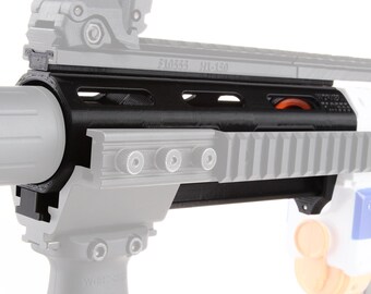 WORKER PDW Front Barrel For Nerf Retaliator & Prophecy-R – Black Transparent Mod Kit (Blaster Not Included)