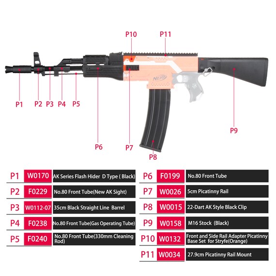 AK-47 Mod Kit for Nerf Stryfe, AK-47 Model Modification Toy for Outdoor  Play