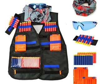 Tactical Vest Refill Magazine Darts Strap Combo 6 Item Kits for Nerf Blaster Outdoor Game Toy