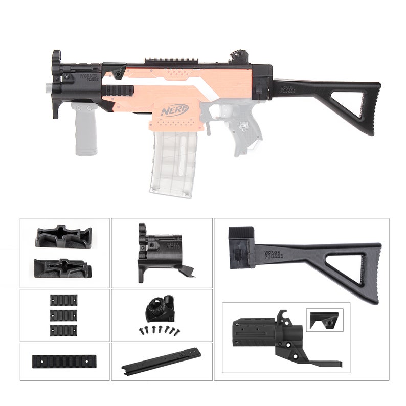 Worker Mod F10555 for Nerf Stryfe DIY MP5-K Style Combo 9 Item Modify Toy