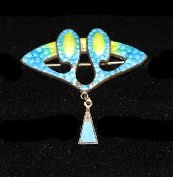 Vintage Art Nouveau Enamel Brooch, English