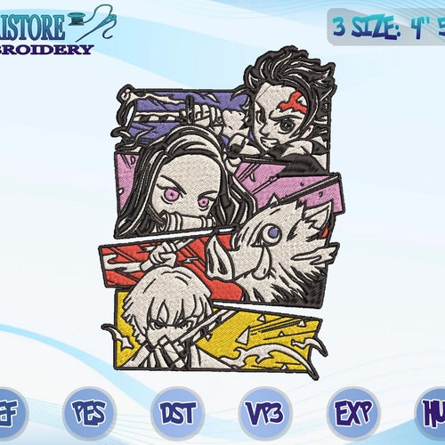 Premium Anime Embroidery Design Anime Inspired Machine Etsy