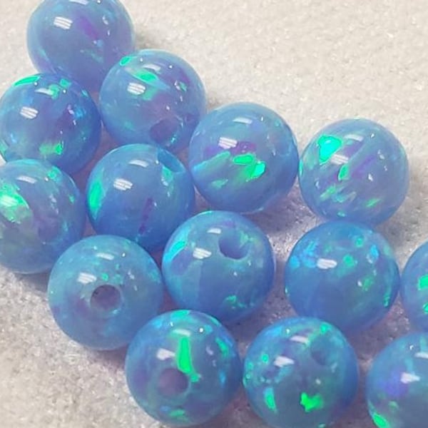 Blue Opal full drilled bead, 4mm, 6mm & 8mm blue opal bead