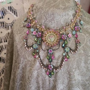 Vintage Victorian Crystal Bib One of a Kind Necklace