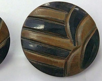 Horn Round Carved Button (4)