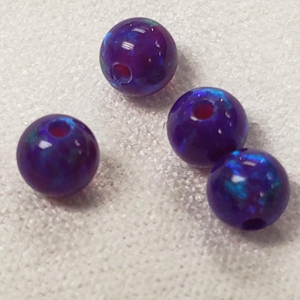 Violet Opal full drilled bead, 4mm opal bead,