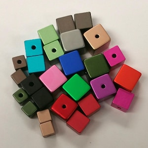 Anodized Aluminum Modern Square Vibrant Cube Beads (set of 4)