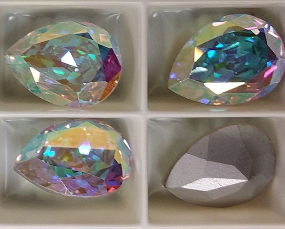 Vintage Swarovski Austrian Crystal 4320 Aurora Borealis Tear Drop