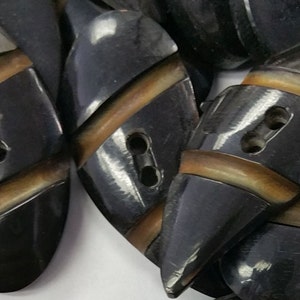 Horn Teardrop Button With Two Stripes 3 - Etsy