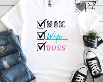 Mom Wife Boss PNG | Empowering Sublimation Design for Strong Women | Digital Download