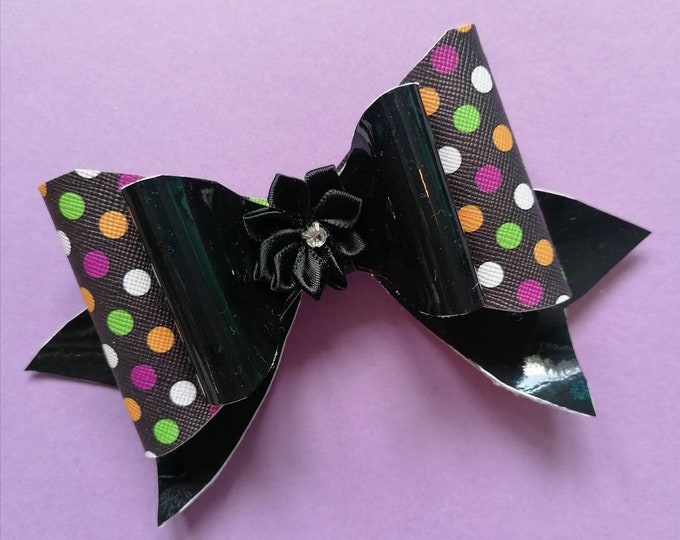 Large Black Spotty Hair Bow 3.5 inches