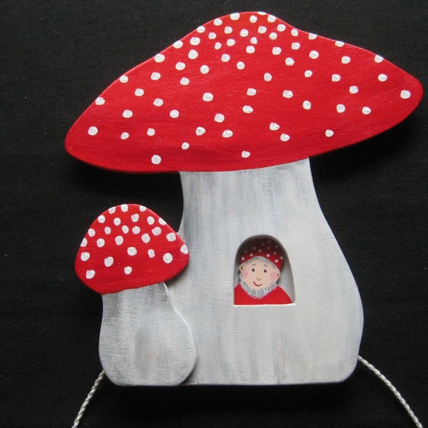 toadstool, movable wooden image, dwarf house,