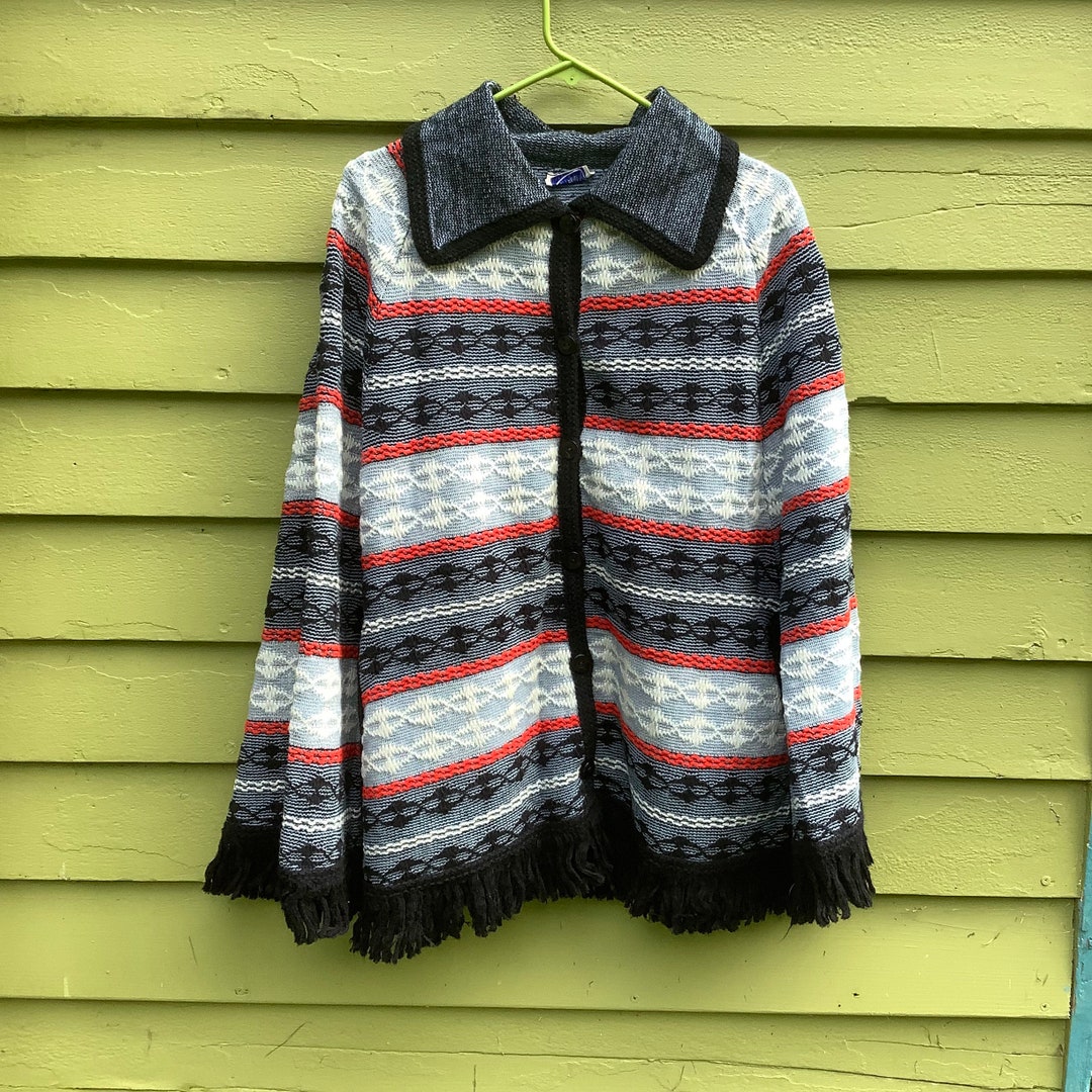 70s Hippie Costume Poncho Set