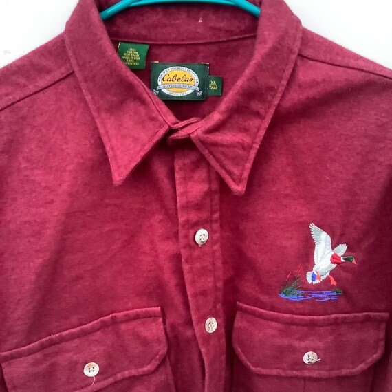 1990s Cabela’s Made in the USA Dark Red Flannel B… - image 2