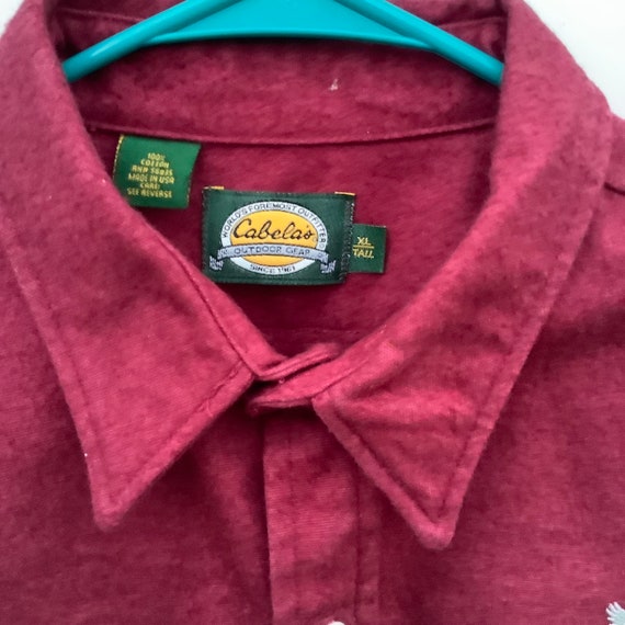 1990s Cabela’s Made in the USA Dark Red Flannel B… - image 3
