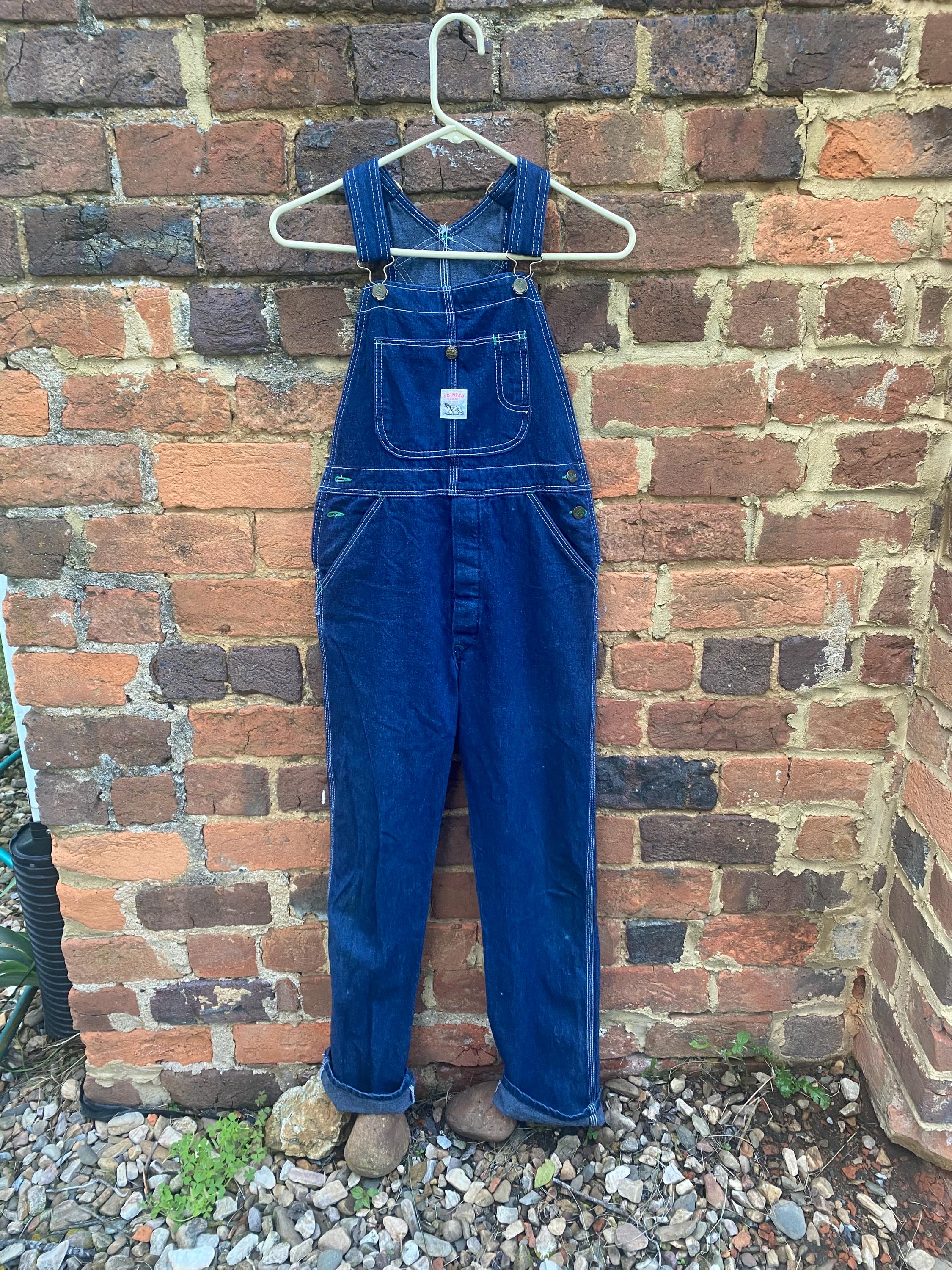 VTG Pointer Brand Hickory Striped Denim Coveralls Rare 40x32
