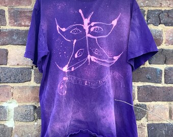 Hand Painted Bleach Velvet Underground Lou Reed White Light White Heat T Shirt Queer Vintage XL