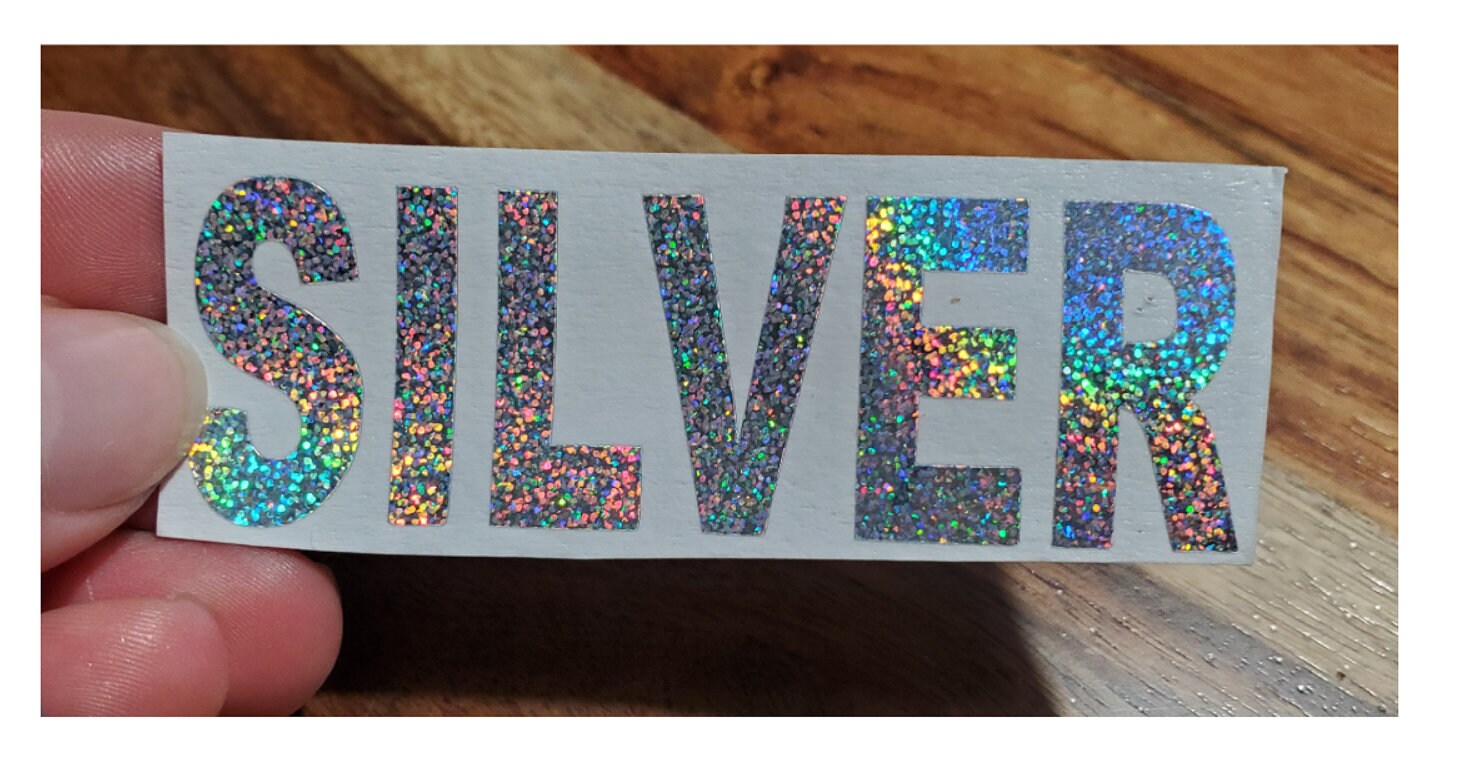 Sparkly Silver / Glitter Vinyl Lettering / Custom Decals / | Etsy