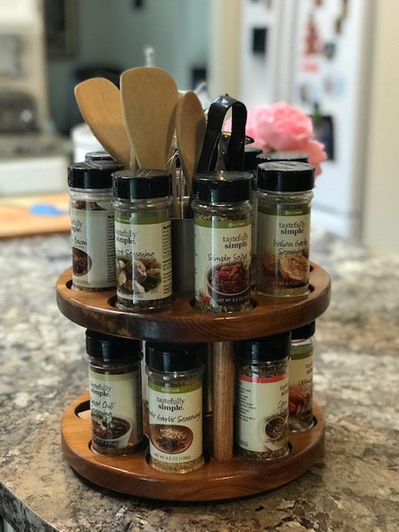 16 Decorative Spice Rack With Stainless Steel Utensil Holder Etsy