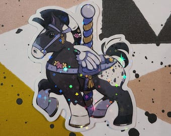Pegatina holográfica de caballo de carrusel