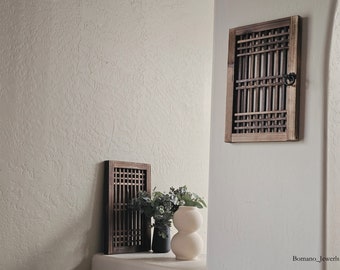 DIY Door Handle Included Asian Korean Wall Decor Hallway Handmade Wooden Crafted Window Grilled Door Rectangle Frame Traditional Pattern