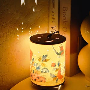 Korean Artisan Handmade Mandarin Duck Love Birds Lantern - Battery-Powered Hanging Table Lamp Mood Light for Nightstand Sleep Ambiance