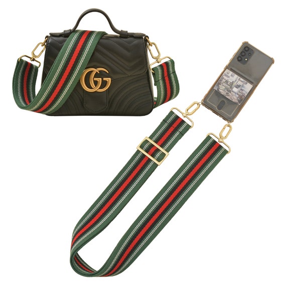 Embroidered Purse Strap: Green & Red Stripe, Adjustable  display picture 1