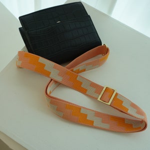 Brass Gold Hardware Purse Crossbody Handbag Strap Adjustable Replacement Guitar Shoulder Straps for Women Long Extender Orange Checked