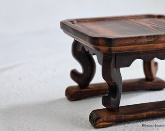 Korean Dol Party Square Small Size Portable Traditional Table Soban Wooden Stand Decor Cake Vase Pot Tray