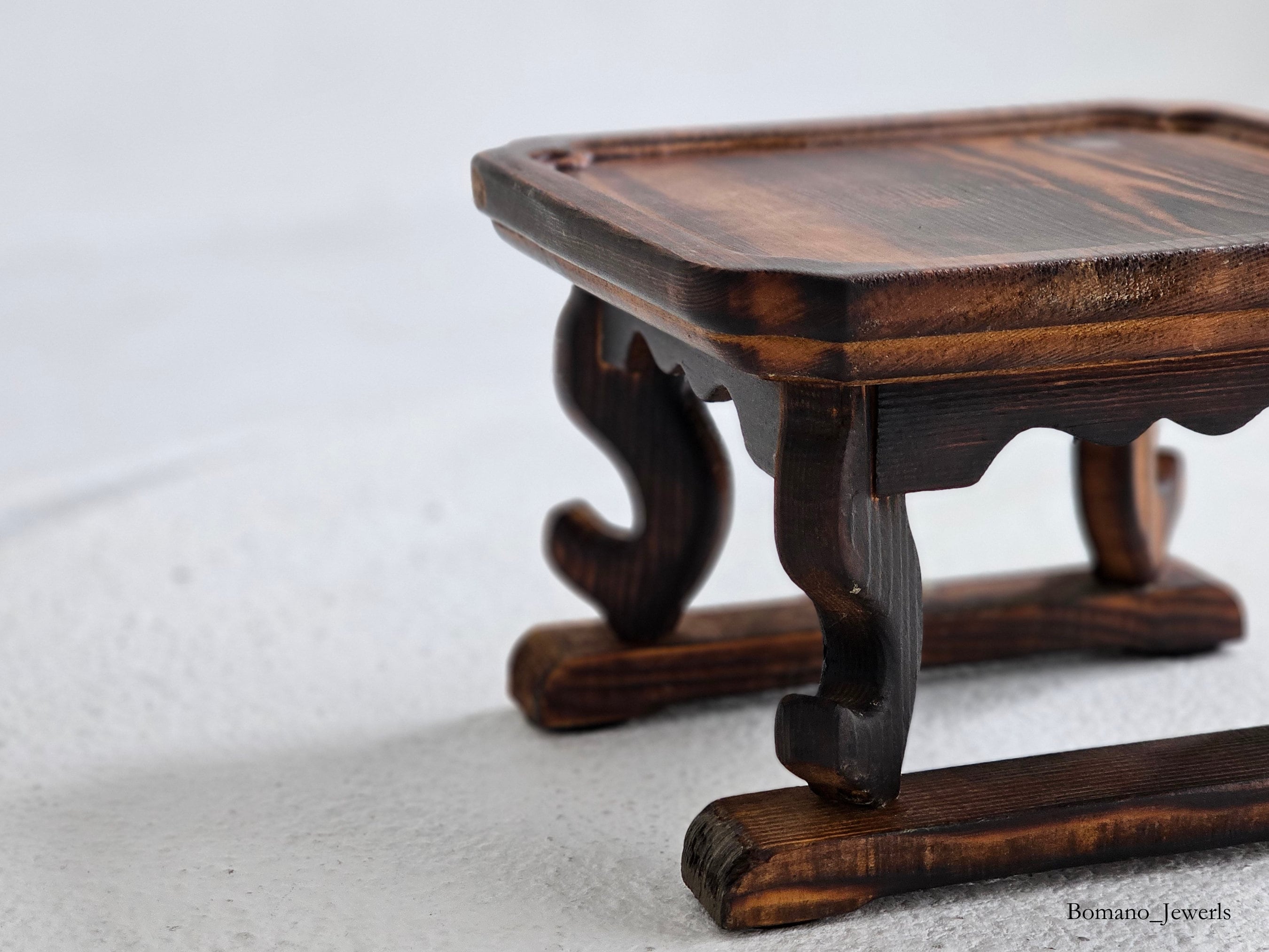 Korean Dol Party Square Small Size Portable Traditional Table Soban Wooden Stand Decor Cake Vase Pot Tray