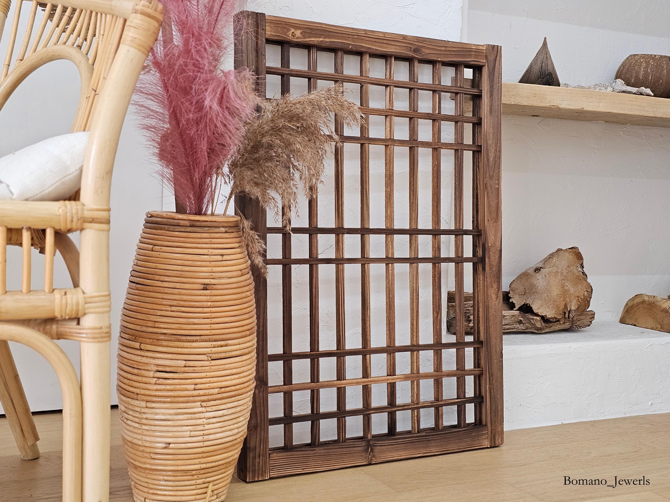 Limited XLarge Korean Traditional Handmade Wooden Asian Wall Deco Art Crafted Window Grilles Door Decor Frame with Traditional Pattern