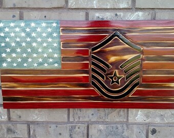 Large Rustic Air Force Rank Flag Military Retirement Gift Military Promotion Airman Gift