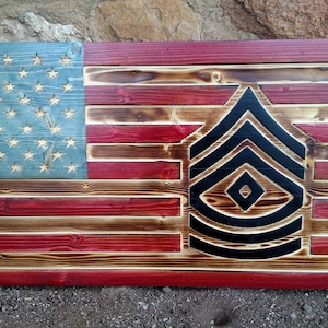 Large Rustic Army Rank Military Flag Military Retirement Gift Military Promotion