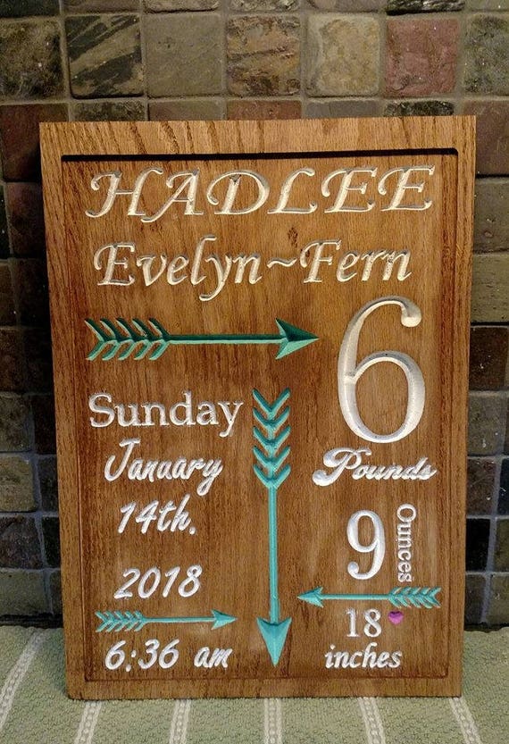 wooden baby announcement