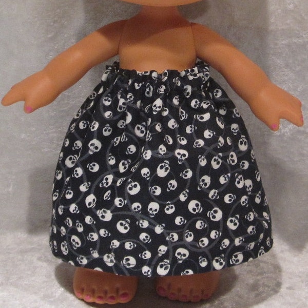 BIG BRATZ BABYZ 12" Dolls Clothes Handmade Elastic Waist Skirt  Large Bratz Babyz,  Halloween Skirt, Scary Skulls Galore