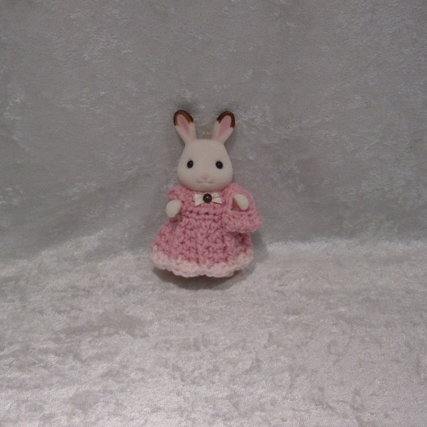 Calico Critter MOTHER Handmade Crochet Doll Clothes, Crochet Outfit  ~  Dress and Purse "Country Pink"