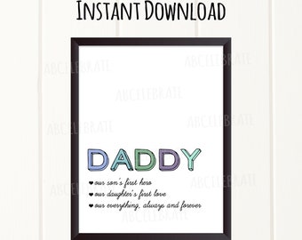 Dad Gift | Father's Day Gift | Dad Definition Print| Father's Day Printable | Printable Wall Art | Office Artwork Daddy Print | Gift For Dad